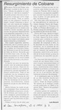 Resurgimiento de Coloane  [artículo] Luis Menard.
