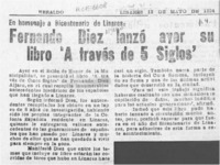 Fernando Diez lanzó ayer su libro "A través de 5 siglos"  [artículo].