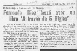 Fernando Diez lanzó ayer su libro "A través de 5 siglos"  [artículo].