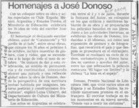 Homenajes a José Donoso  [artículo].