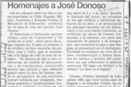 Homenajes a José Donoso  [artículo].
