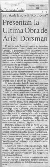 Presentan la última obra de Ariel Dorfman  [artículo].