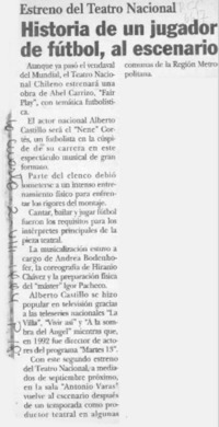 Historia de un jugador de fútbol, al escenario  [artículo].