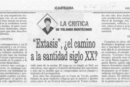 "Extasis", el camino a la santidad siglo XX?  [artículo] Yolanda Montecinos.