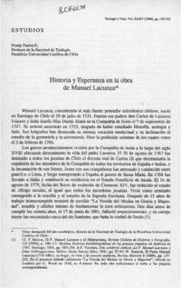 Historia y esperanza en la obra de Manuel Lacunza  [artículo] Freddy Parra C.