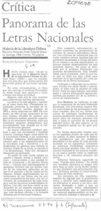 Panorama de las letras nacionales  [artículo] Ernesto Livacic Gazzano.