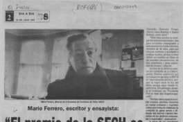 "El Premio de la SECh es una forma de protesta"  [artículo].