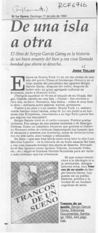 De una isla a otra  [artículo] Jorge Teillier.