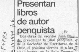 Presentan libros de autor penquista  [artículo]