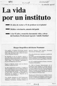 La vida por un instituto  [artículo].