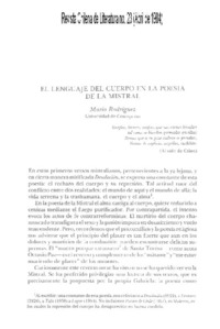 El lenguaje del cuerpo en la poesía de la Mistral
