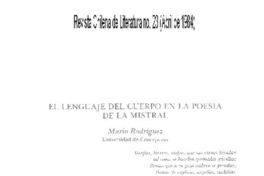 El lenguaje del cuerpo en la poesía de la Mistral