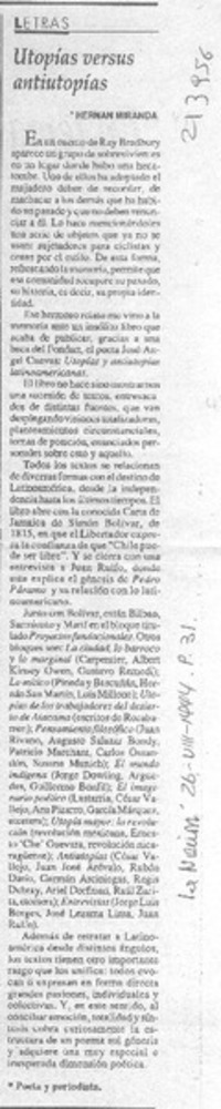 Utopías versus antiutopías