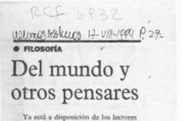 Del mundo y otros pensares  [artículo].