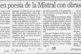 Difunden poesía de la Mistral con obras corales  [artículo].