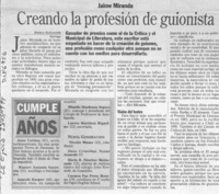 Creando la profesión de guionista  [artículo] Jessica Alexander.