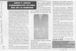Amor y juego, fundamentos olvidados de lo humano  [artículo] Ana María Díaz.