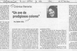 Un ave de prodigiosos colores  [artículo] Sara Vial.