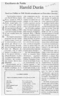 Harold Durán  [artículo] C. R. I.