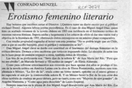 Erotismo femenino literario  [artículo] Conrado Menzel.