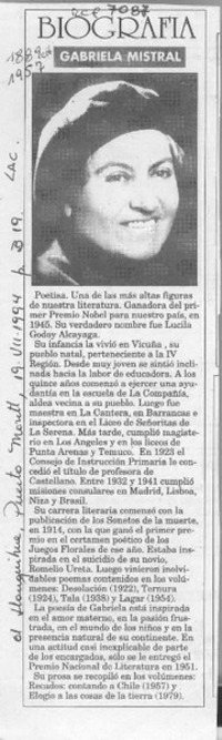 Gabriela Mistral  [artículo]