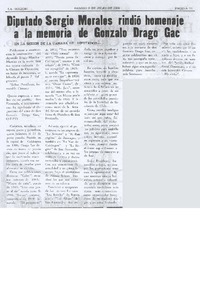 Diputado Sergio Morales rindió homenaje a la memoria de Gonzalo Drago Gac