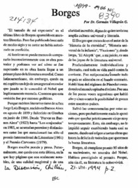 Borges  [artículo] Germán Villagrán G.