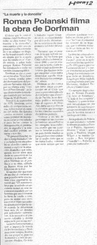 Roman Polanski filma la obra de Dorfman