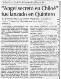 "Angel secreto en Chiloé" fue lanzado en Quintero  [artículo].