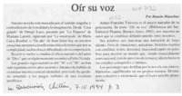 Oír su voz  [artículo] Ramón Riquelme.