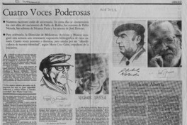 Cuatro voces poderosas  [artículo] Elena Irarrázabal Sánchez.