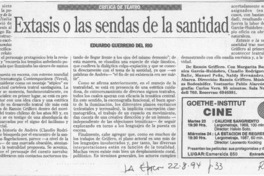 Extasis o las sendas de la santidad  [artículo] Eduardo Guerrero del Río.