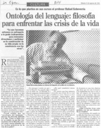 Ontología del lenguaje, filosofía para enfrentar las crisis de la vida