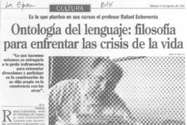 Ontología del lenguaje, filosofía para enfrentar las crisis de la vida