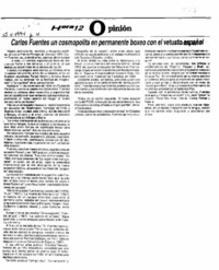 Carlos Fuentes un cosmopolita en permanente boxeo con el vestusto español  [artículo].