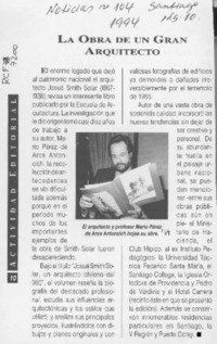 La Obra de un gran arquitecto  [artículo].