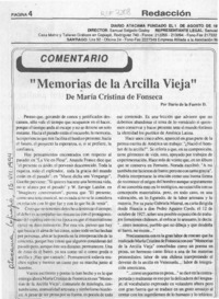 "Memorias de la arcilla vieja"  [artículo] Darío de la Fuente D.