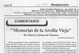 "Memorias de la arcilla vieja"  [artículo] Darío de la Fuente D.