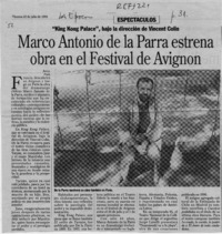 Marco Antonio de la Parra estrena obra en el Festival de Avignon  [artículo].