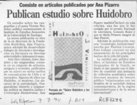 Publican estudio sobre Huidobro  [artículo].