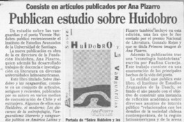 Publican estudio sobre Huidobro  [artículo].