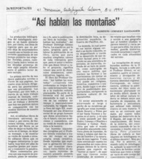 "Así hablan las montañas"  [artículo] Roberto Lehnert Santander.