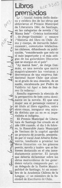Libros premiados  [artículo].