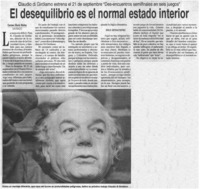 El desequilibro es el normal estado interior
