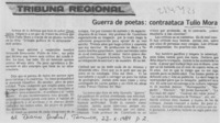Guerra de poetas, contrataca Tulio Mora