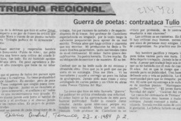 Guerra de poetas, contrataca Tulio Mora