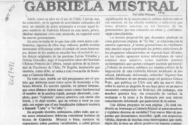 Gabriela Mistral  [artículo] Julio Piñones.