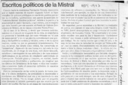 Escritos políticos de la Mistral  [artículo] Sergio Ramón Fuentealba.