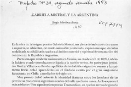 Gabriela Mistral y la Argentina  [artículo] Sergio Martínez Baeza.