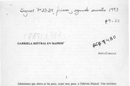 Gabriela Mistral en Madrid  [artículo] Anna Caballé.
